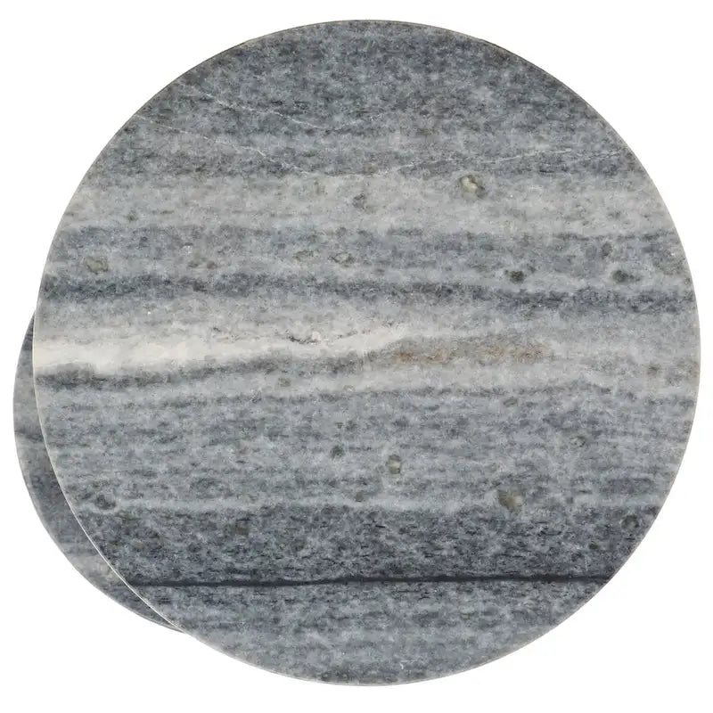 Runder Getränketisch mit 2 Marmorplatten (komplett montiert) – 33 cm B x 30,5 cm T x 61 cm H