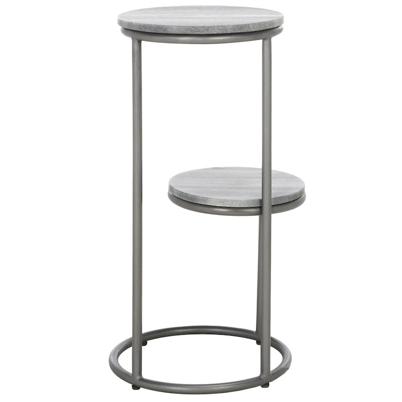 Runder Getränketisch mit 2 Marmorplatten (komplett montiert) – 33 cm B x 30,5 cm T x 61 cm H