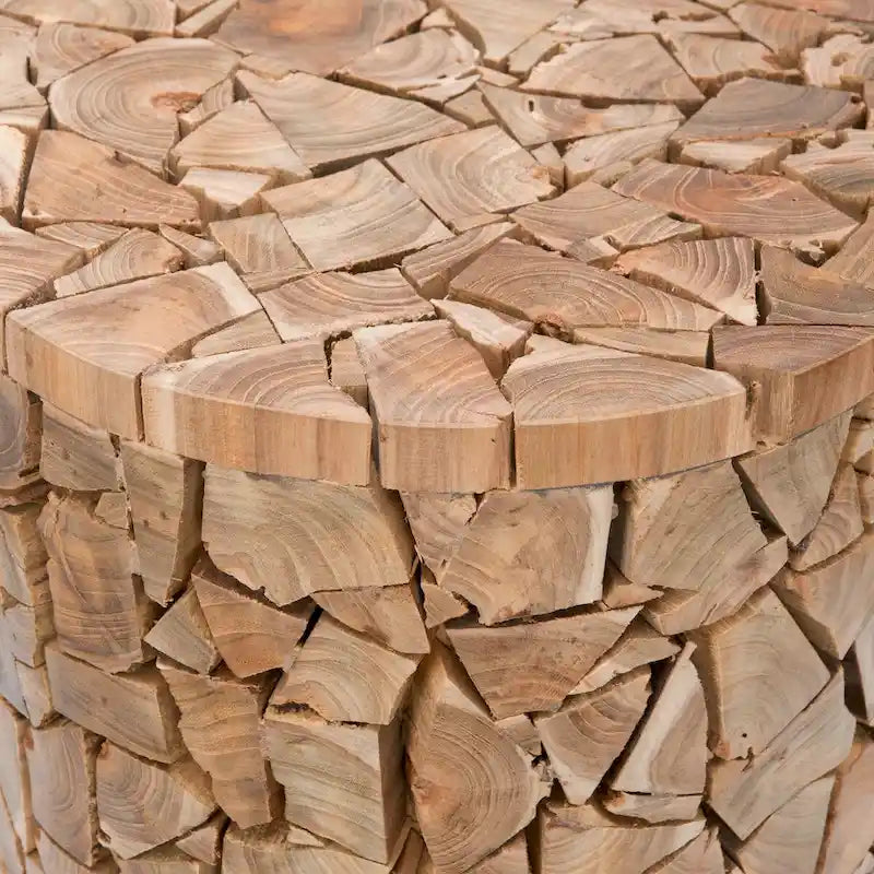 Runder Hocker aus recyceltem Teakholz – 30x30x40cm
