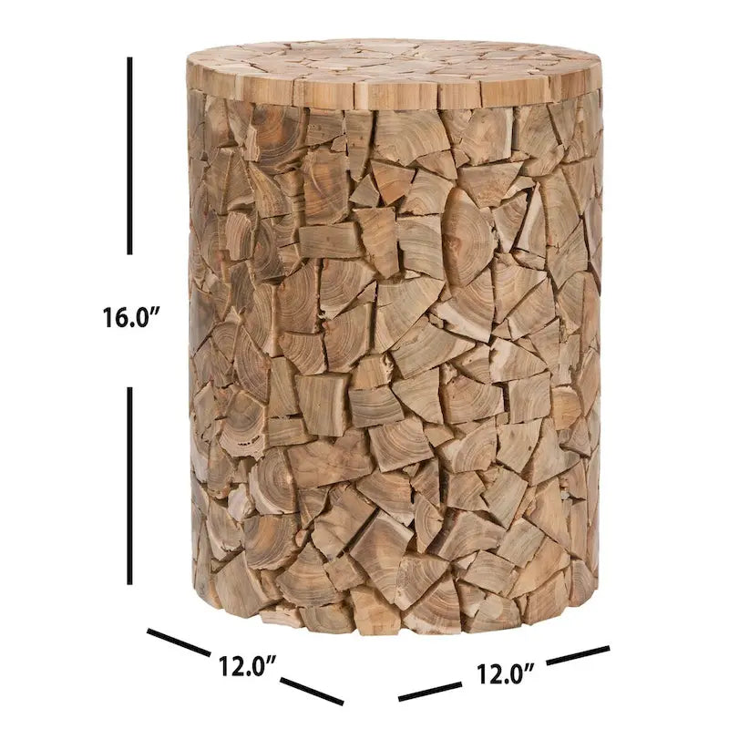 Runder Hocker aus recyceltem Teakholz – 30x30x40cm