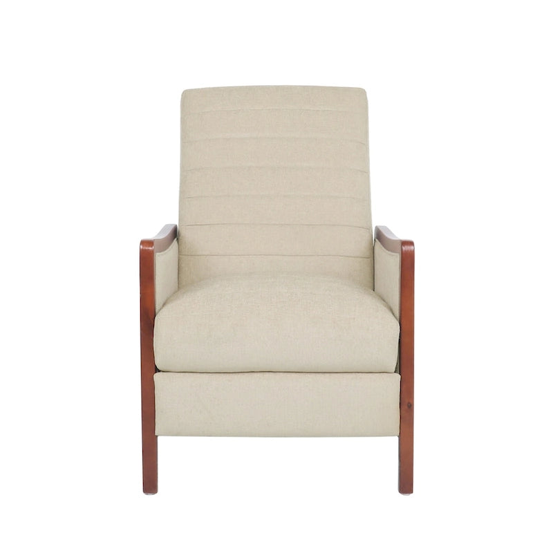 Mid-Century Modern Stoffkanalnaht-Holz-Liegesessel zum Zurücklehnen