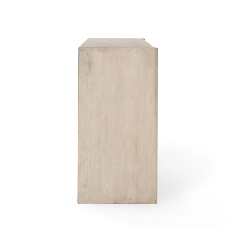 82" Sideboard aus massivem Mangoholz mit handgeschnitztem Blattmotiv