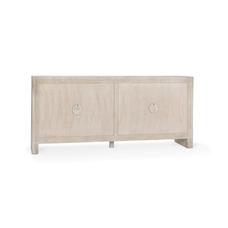 82" Sideboard aus massivem Mangoholz mit handgeschnitztem Blattmotiv