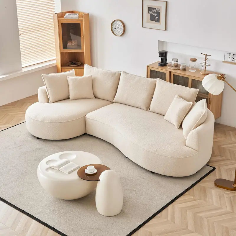122.8 Modern Teddy-Stoff Wolke geschwungenes Sofa – Linke Seite