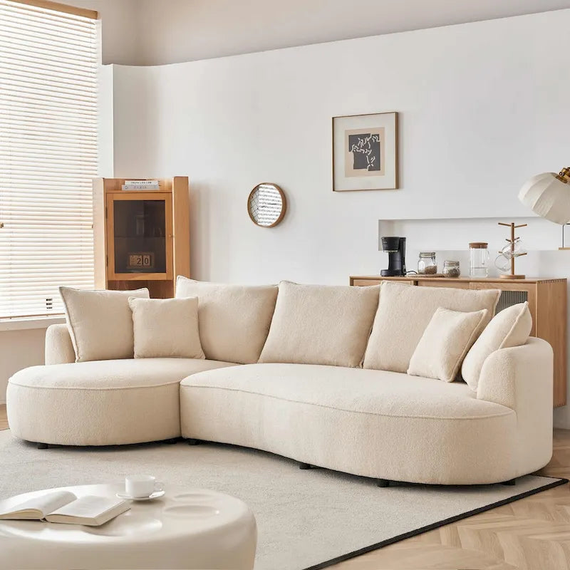 122.8 Modern Teddy-Stoff Wolke geschwungenes Sofa – Linke Seite