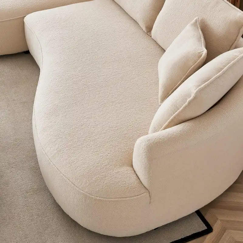 122.8 Modern Teddy-Stoff Wolke geschwungenes Sofa – Linke Seite