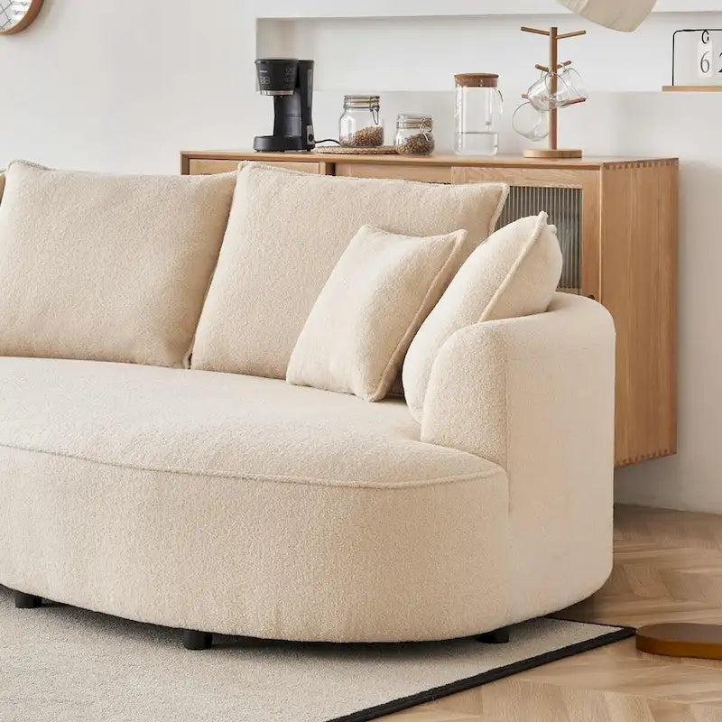 122.8 Modern Teddy-Stoff Wolke geschwungenes Sofa – Linke Seite