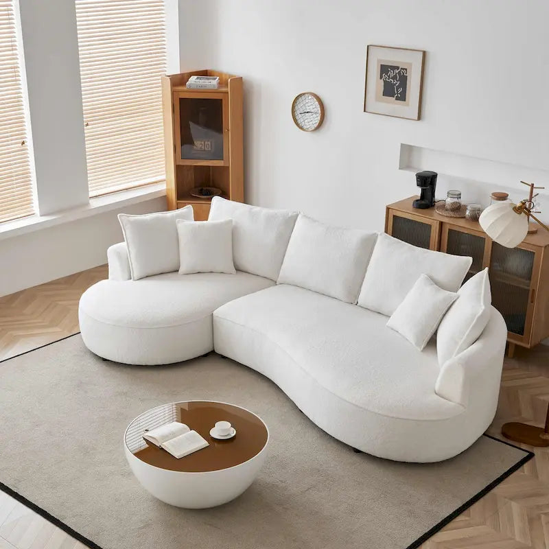 122.8 Modern Teddy-Stoff Wolke geschwungenes Sofa – Linke Seite