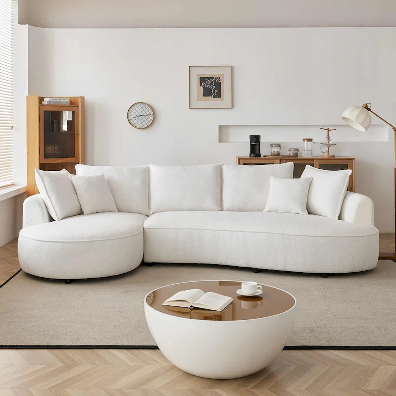 122.8 Modern Teddy-Stoff Wolke geschwungenes Sofa – Linke Seite