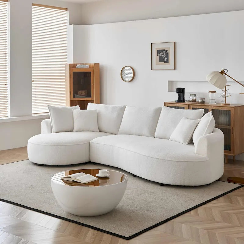 122.8 Modern Teddy-Stoff Wolke geschwungenes Sofa – Linke Seite