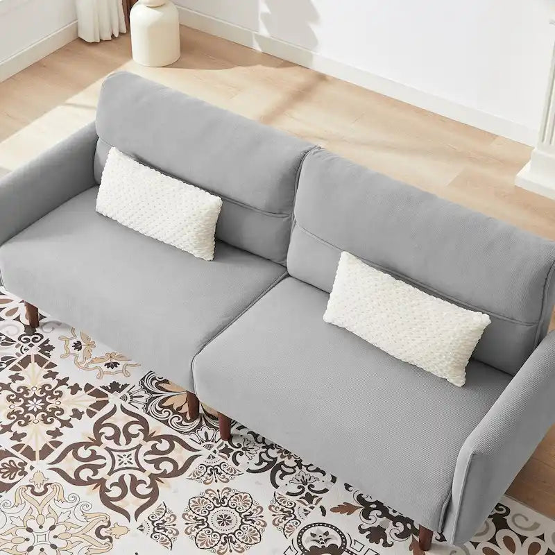 Verwandelbares Futonsofa Bett, Verstellbare Couchliege, Kordstoff-Sofa mit Holzbeinen und 2 Kissen