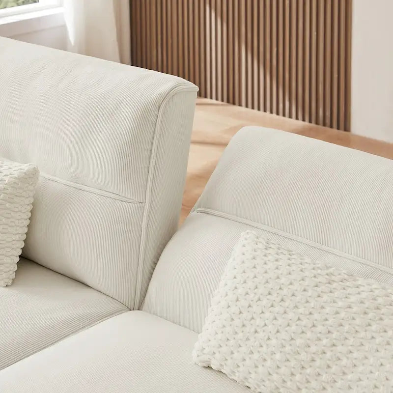 Verwandelbares Futonsofa Bett, Verstellbare Couchliege, Kordstoff-Sofa mit Holzbeinen und 2 Kissen