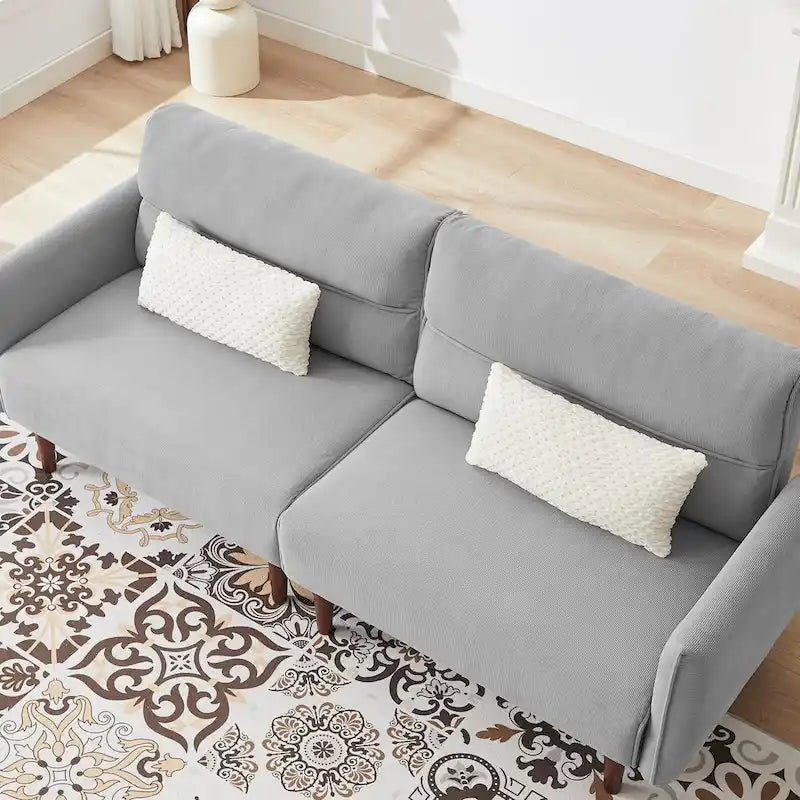 Verwandelbares Futonsofa Bett, Verstellbare Couchliege, Kordstoff-Sofa mit Holzbeinen und 2 Kissen