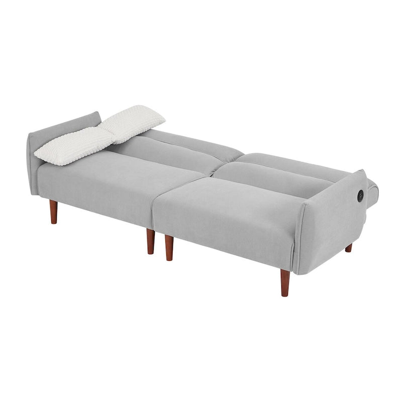 Verwandelbares Futonsofa Bett, Verstellbare Couchliege, Kordstoff-Sofa mit Holzbeinen und 2 Kissen