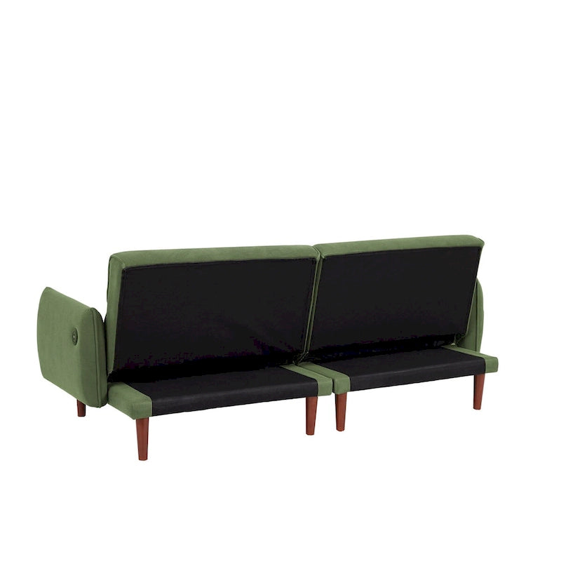 Verwandelbares Futonsofa Bett, Verstellbare Couchliege, Kordstoff-Sofa mit Holzbeinen und 2 Kissen