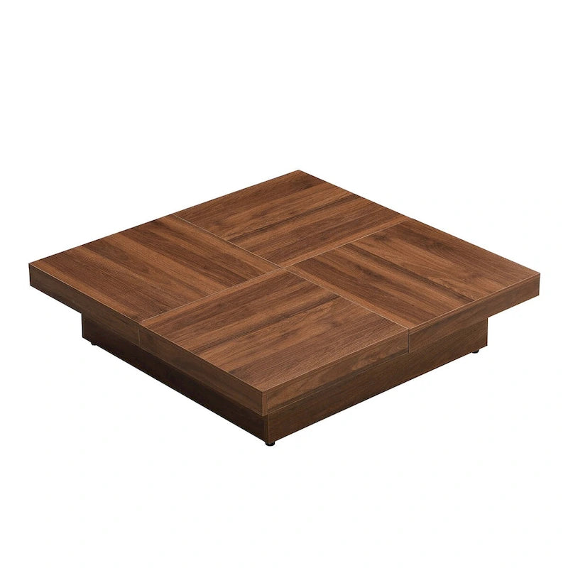 Quadratischer Couchtisch mit Marmorverkleidung, verschiebbarer Platte und Stauraum